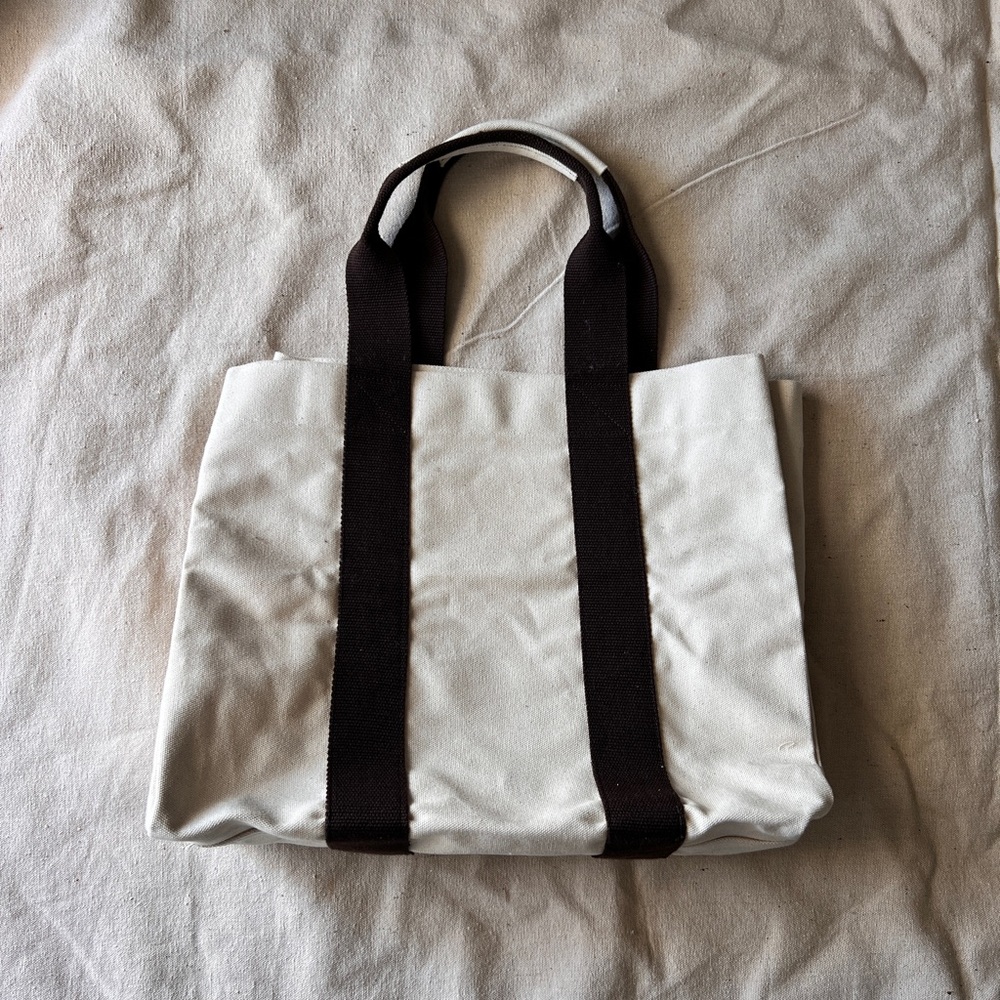 Le Bar Marche Canvas Tote Bag with Brown Straps